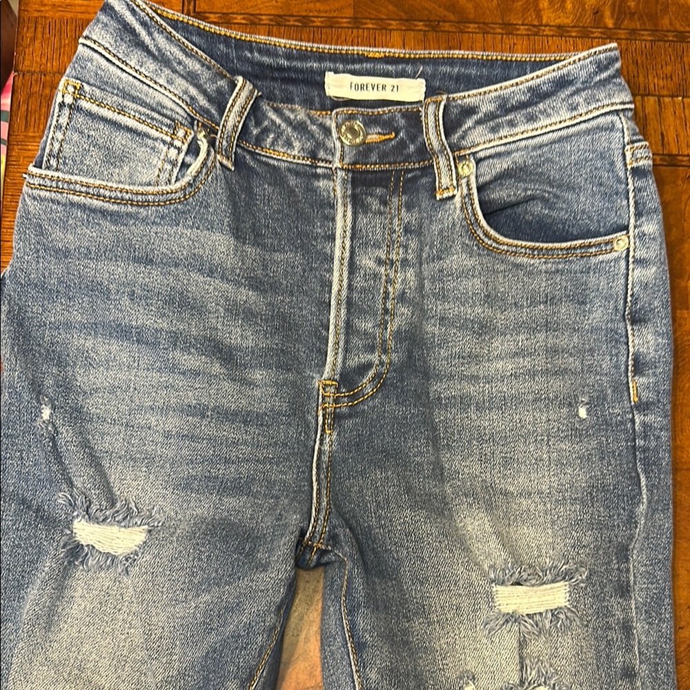 Forever 21 Distressed Blue Jeans